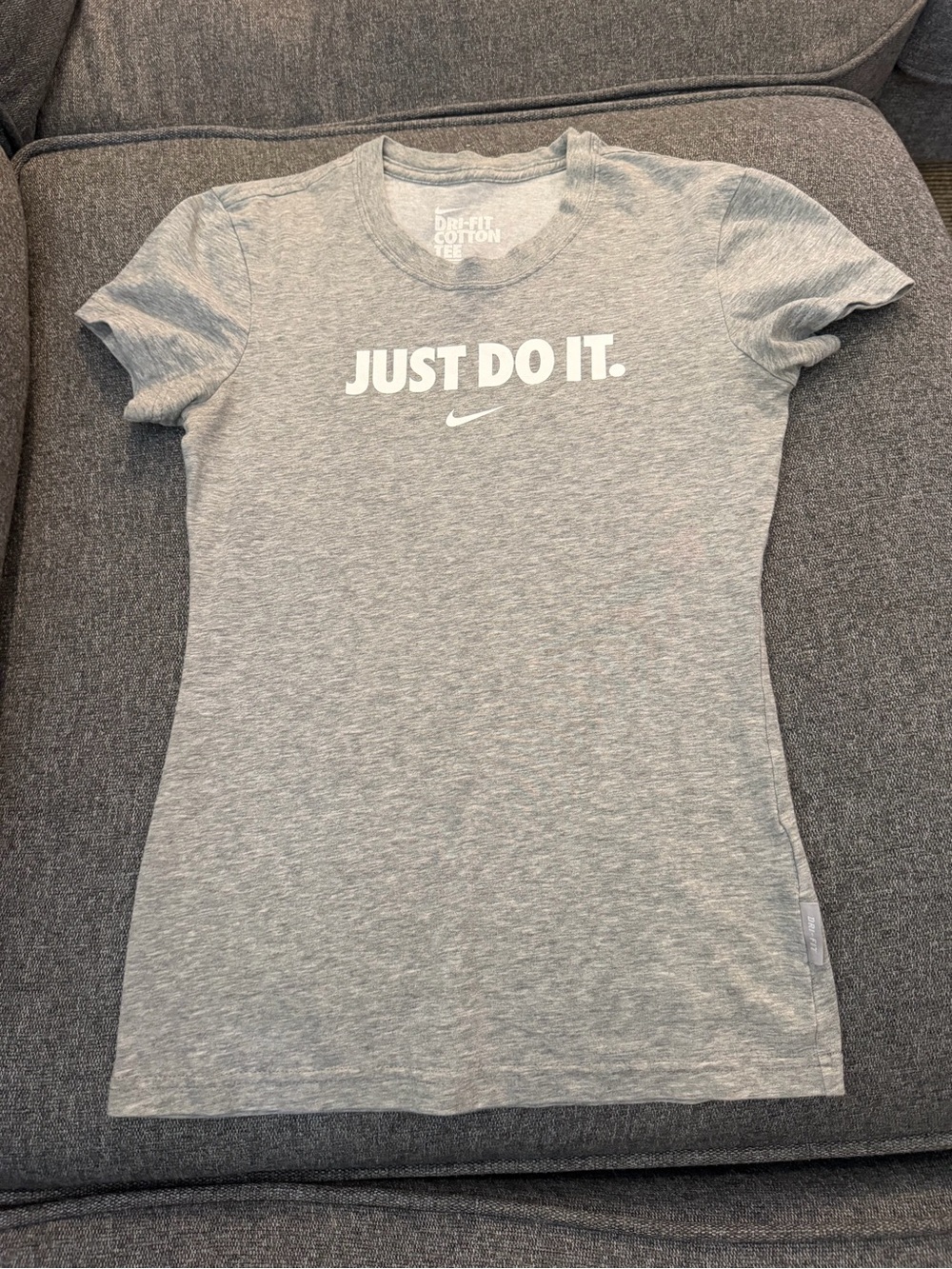 Nike Grey Dri-FIT Cotton Tee with White Print